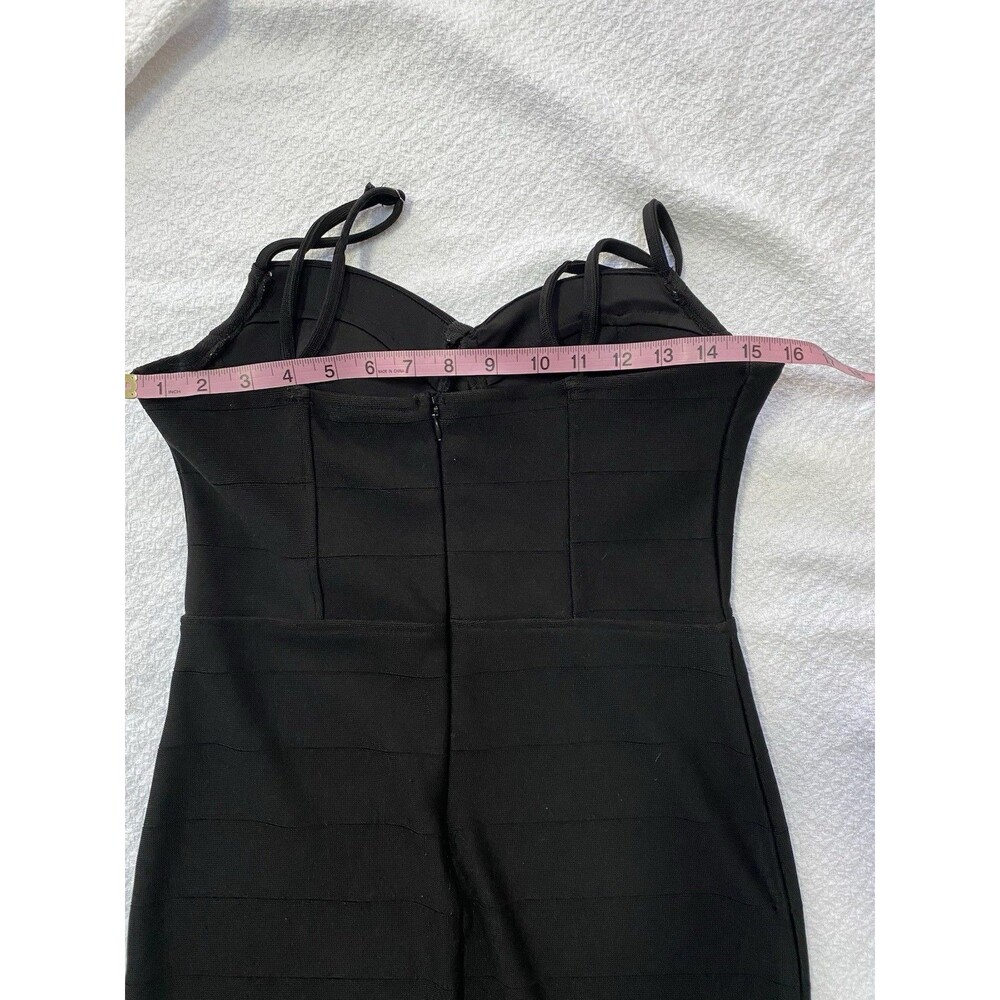 Haute Monde Black Bandage Bustier Bodycon Mini Dress Size L Coquette Y2K Party - Picture 4 of 9